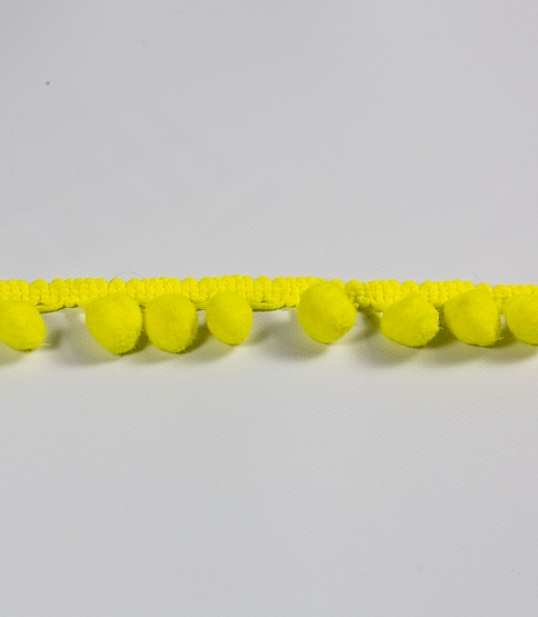 2cm Pom Pom Fringe 10 Mtr Yellow - Click Image to Close